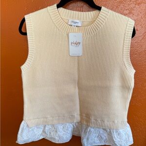 Anniewear XL NWT cream/white sleeveless sweater!